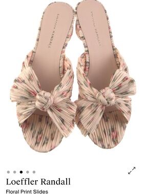 Loeffler Randall Pleated Floral Bow Slide in Blush Multi